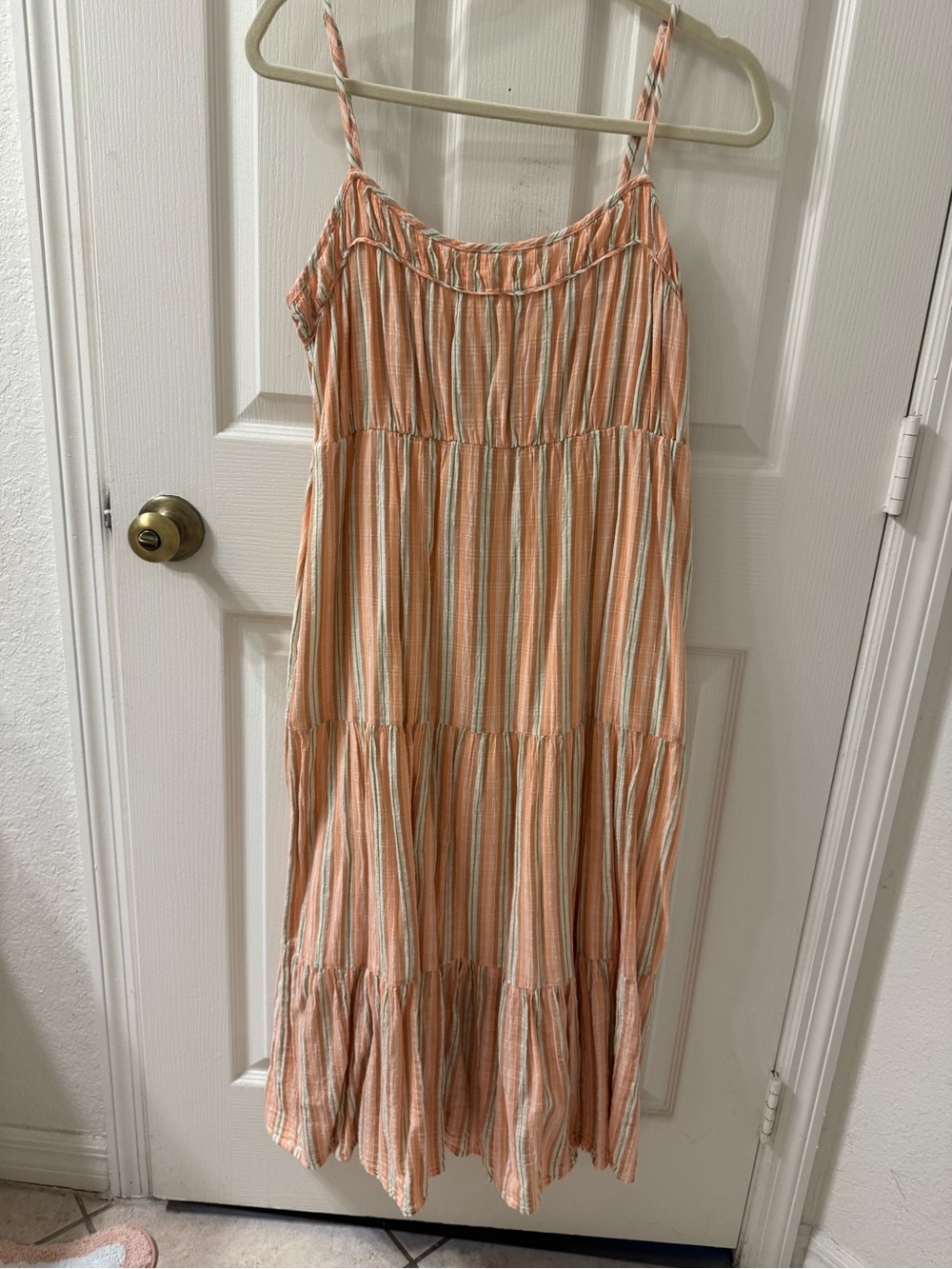 Aerie Striped Tiered Maxi Dress Orange